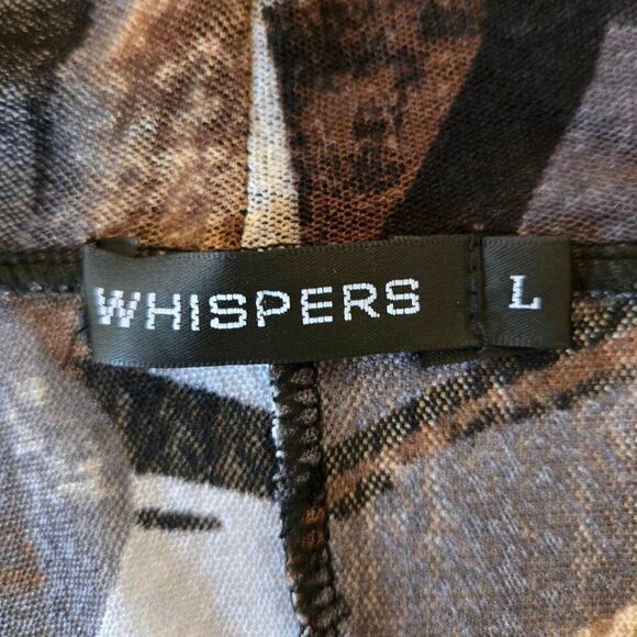 Whispers Womens Open Front Gray Black Print Mesh Cardigan Duster Top Large - Picture 2 of 10